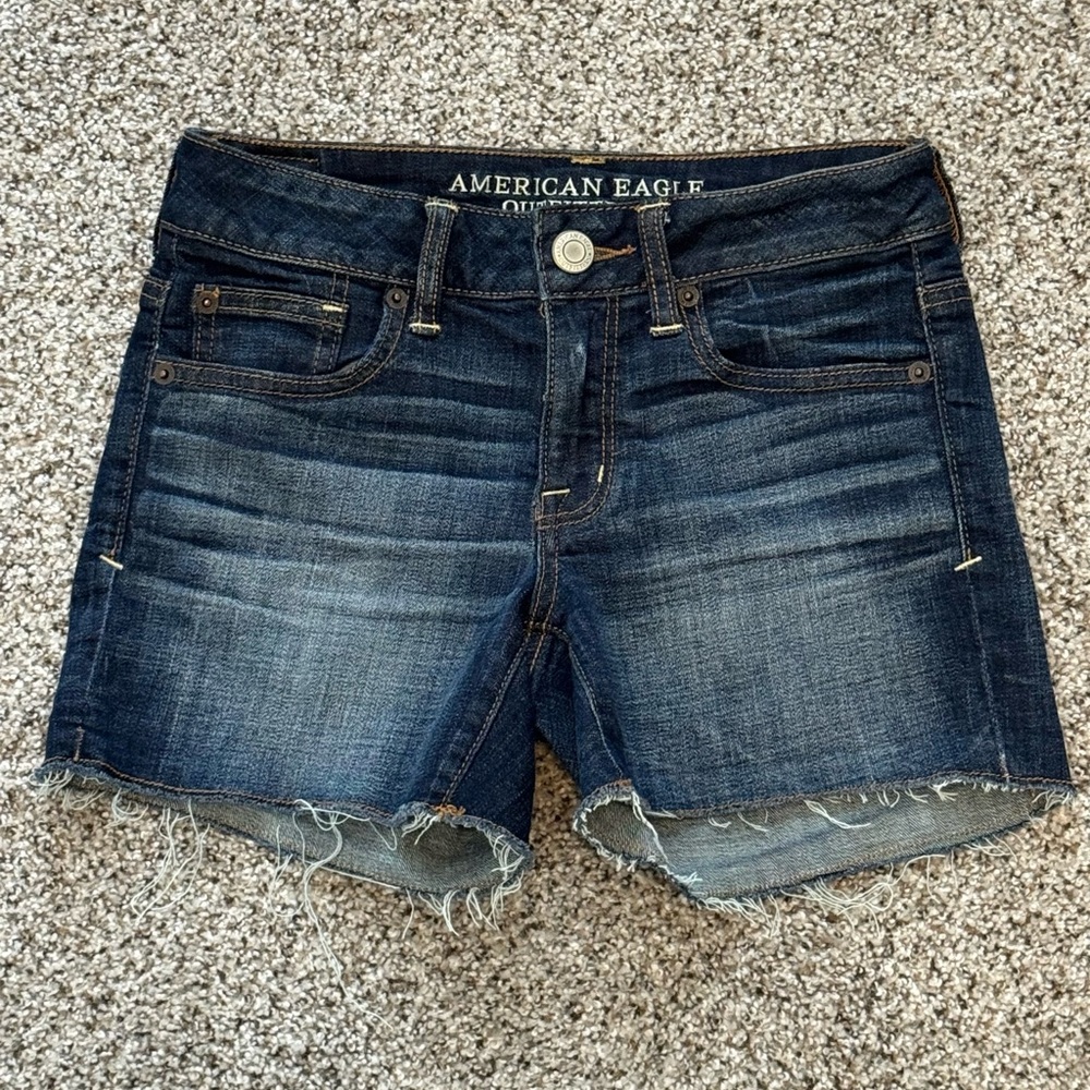 American Eagle Outfitters dark blue super stretch cutoff jean shorts